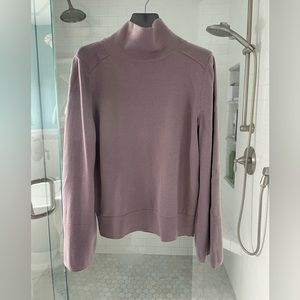 Lululemon, Bell Sleeve, merino wool blend, funnel neck, gray lilac, sz 8